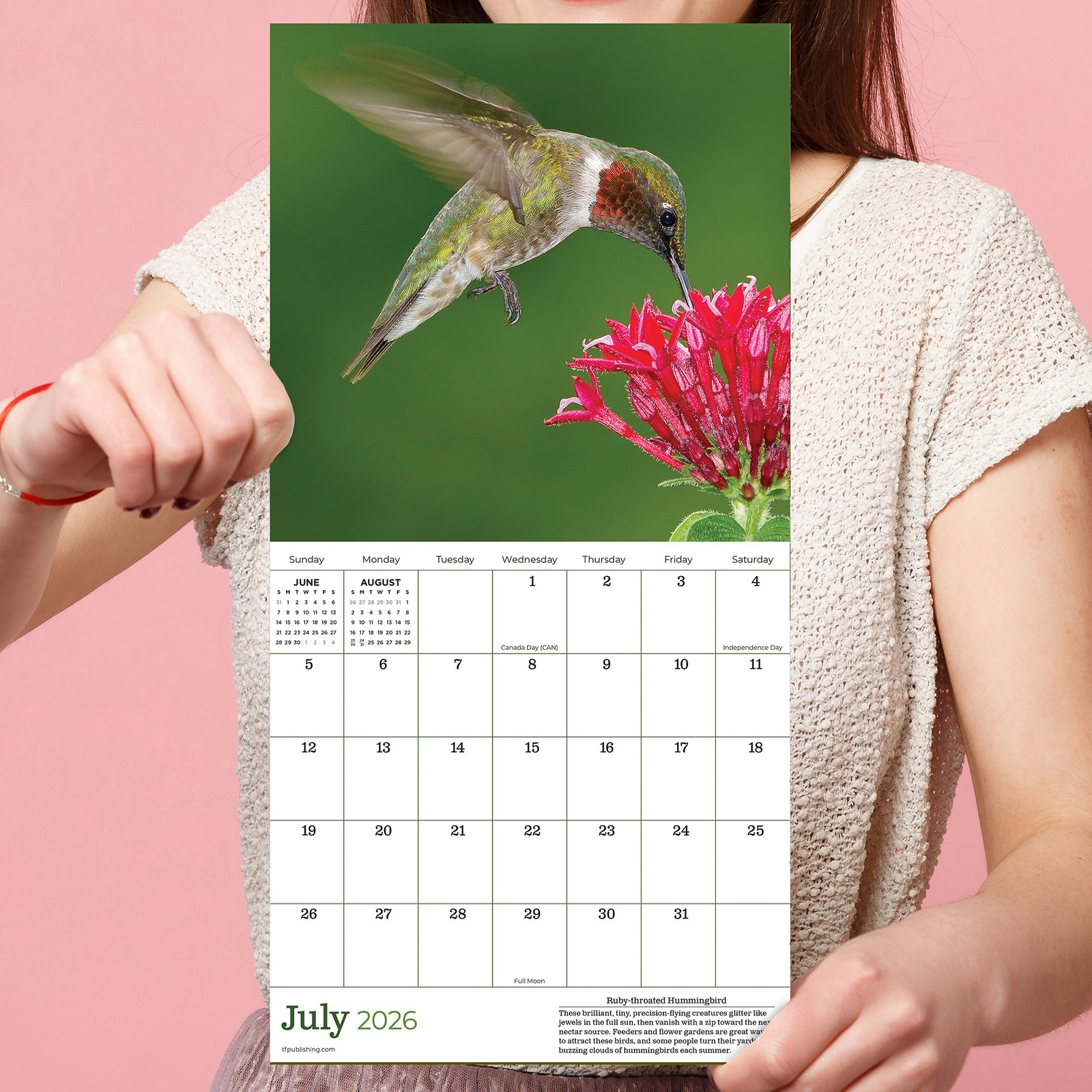 TF Publishing 2026 Backyard Birds Mini Calendar with Monthly Grids