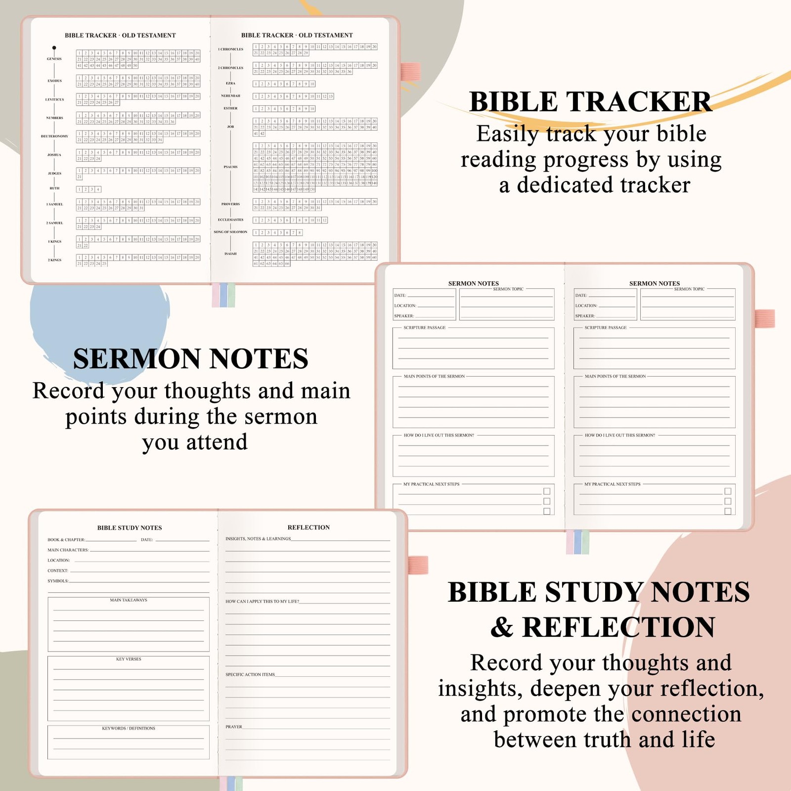 AKONEGE Bible Study Journal – Prayer for Women, A5 5.8″ x 8.3″, Pink