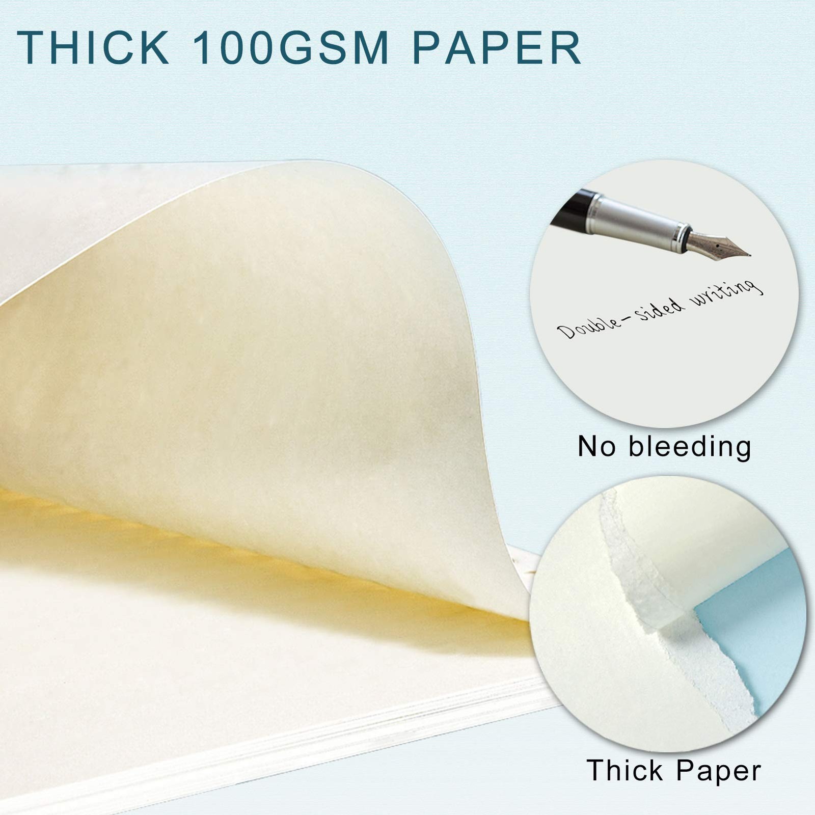 Toplive A5 Refill Paper, [3 Pack] 100GSM Thick 6 Hole 3 Pack, Blank Paper