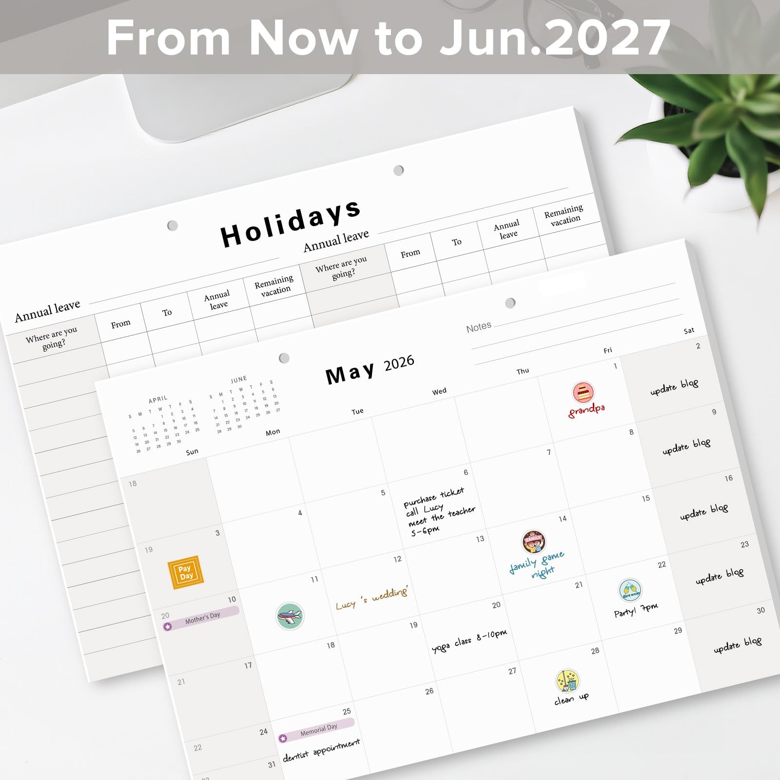 2026 Desk Calendar Large 17×12 Inch Monthly Planner Jan to Jun 2027