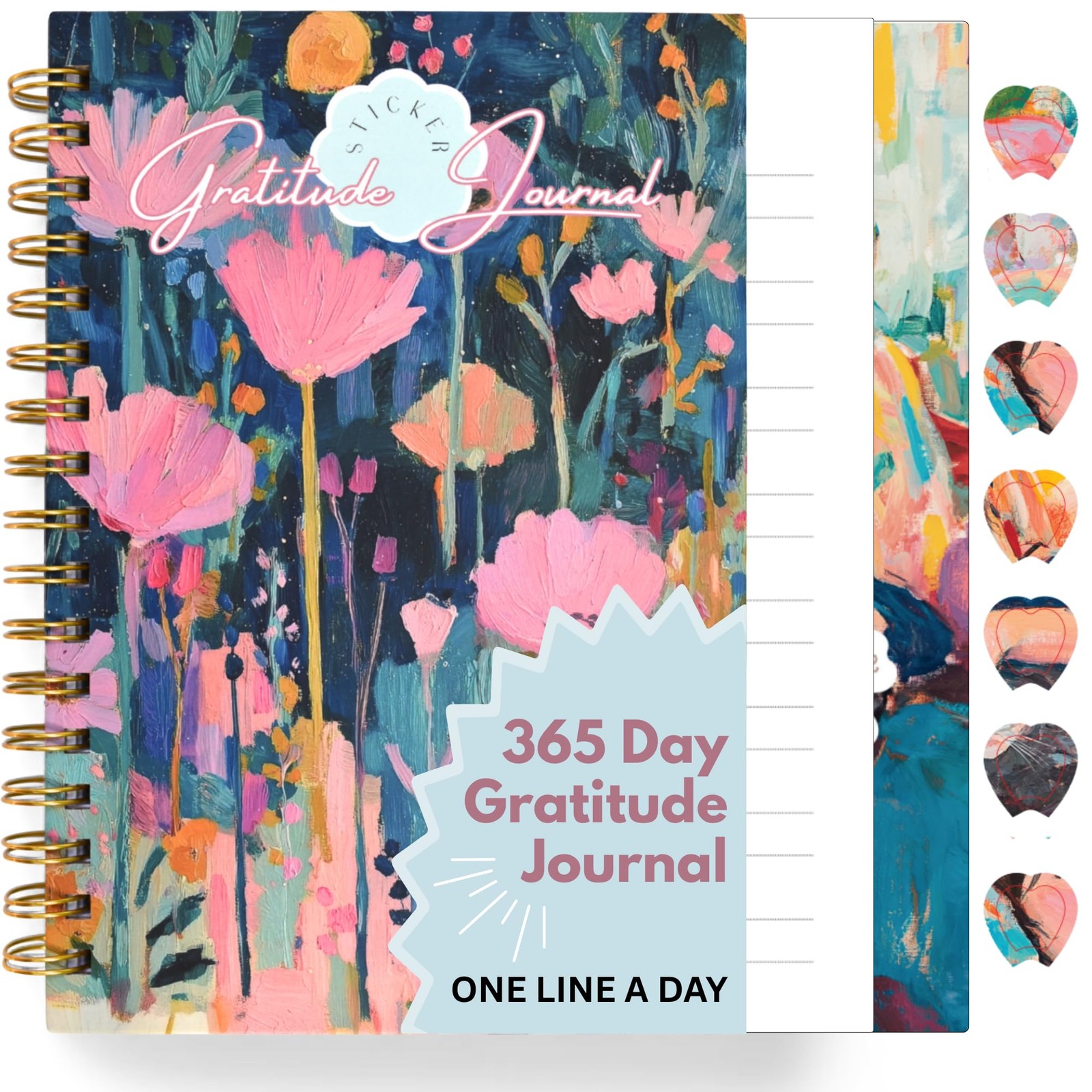 One Minute Gratitude Journal – Line a Day – 6 x 9 inches, multicolor