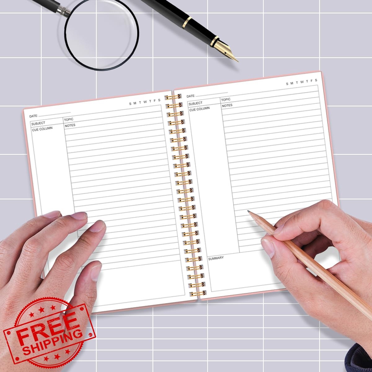 Yaridar A5 Cornell Notebook Pink 5.8″ x 8.5″
