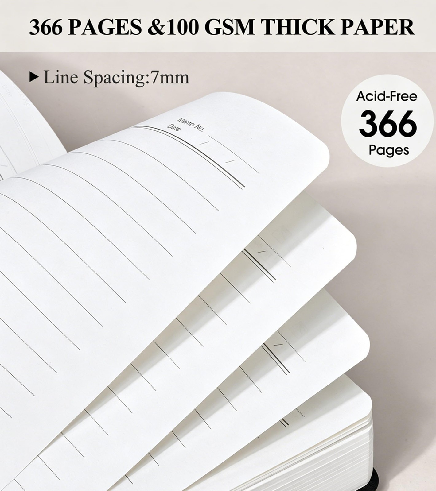 PAIBAS 8.5 x 11 Lined Notebook Journal 366 Pages A4 (8.5″ x 11″), Black