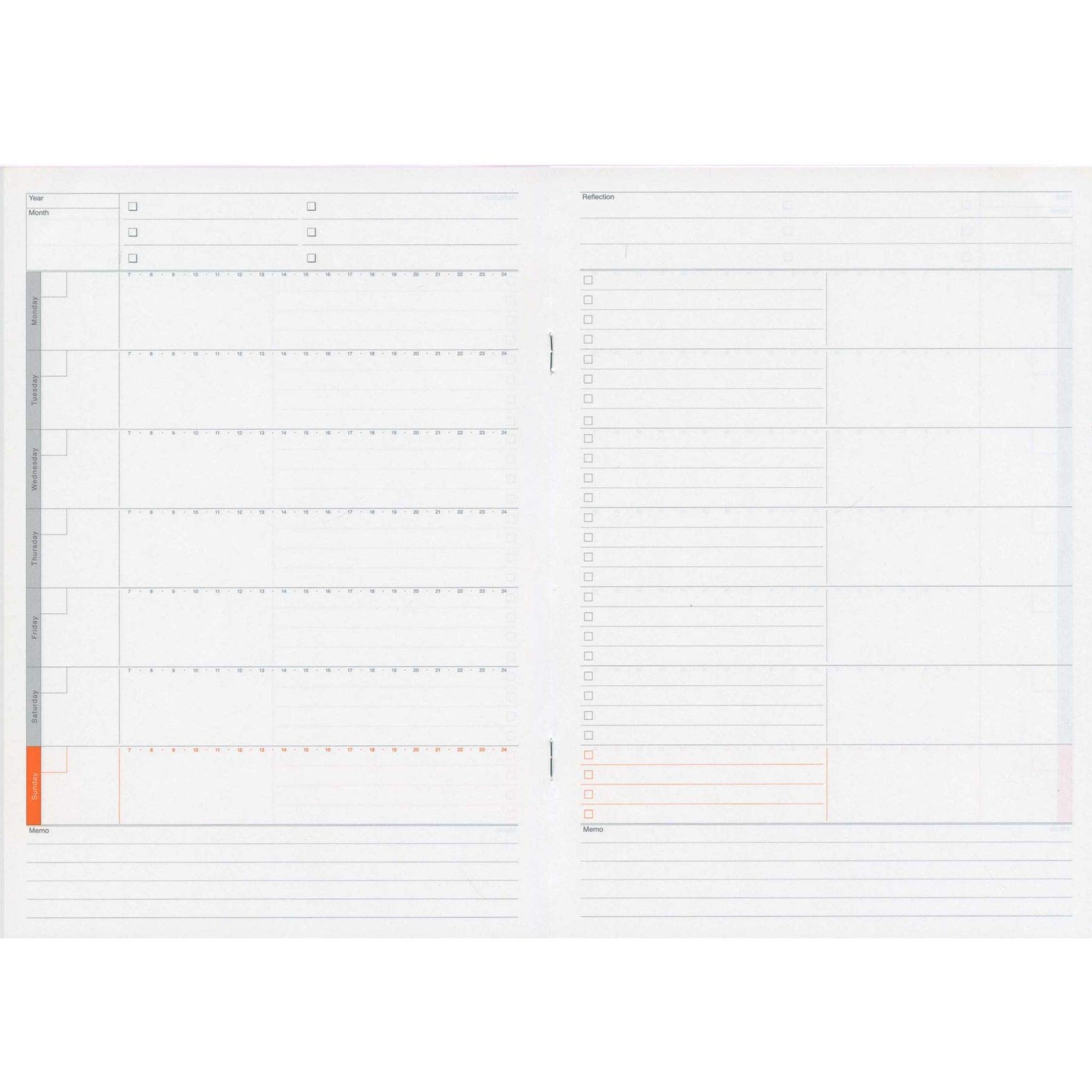 Luddite B5 Function Notebook WEEKLY PLANNER Horizontal Left-Hand Layout LDNT-B5F