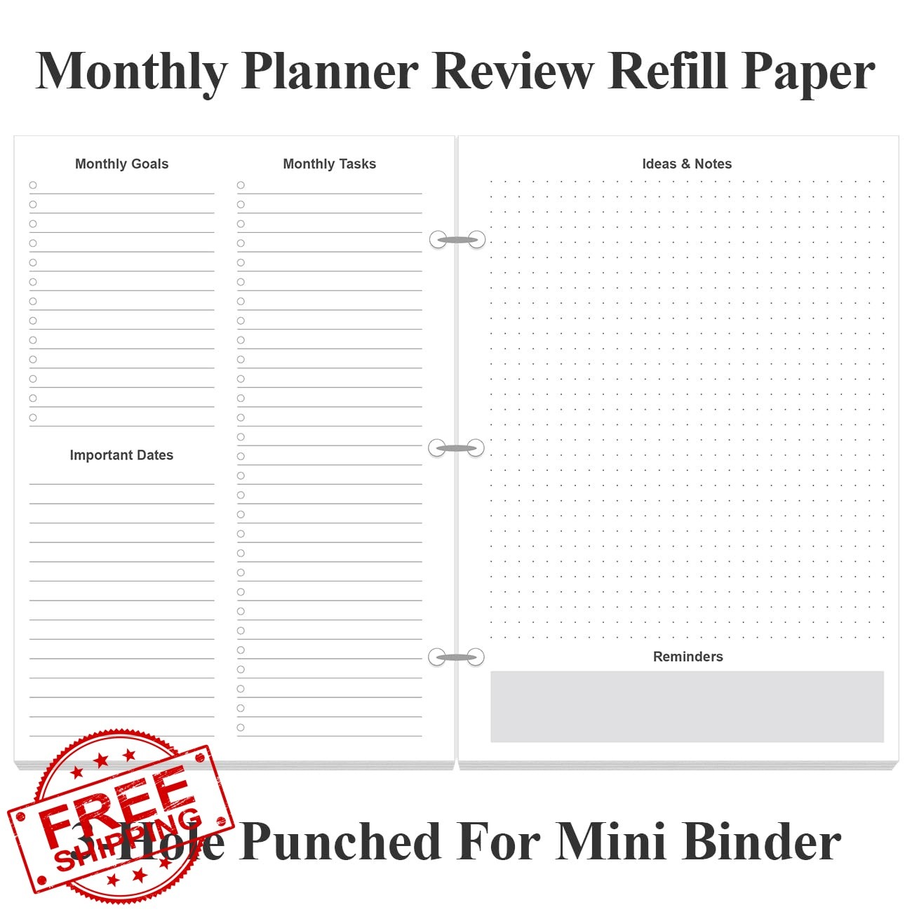 Yaridar Half Letter Size Undated Monthly Planner Refills