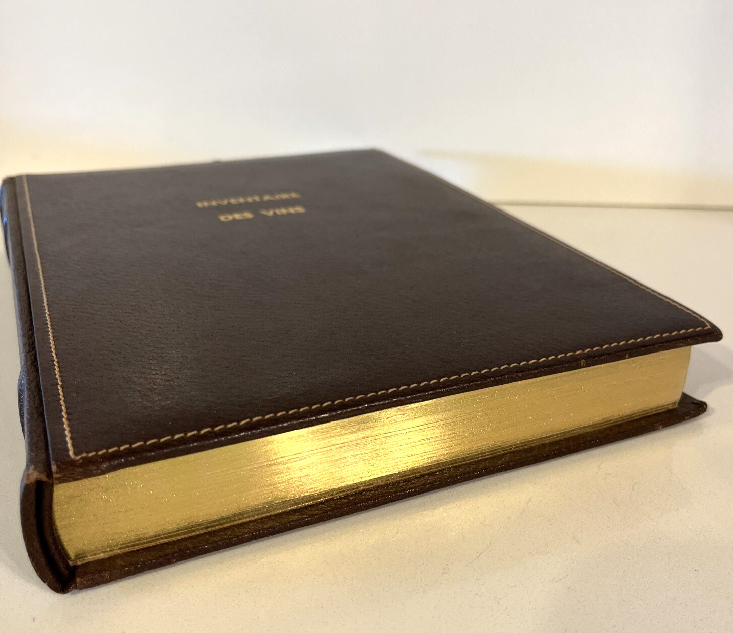 Italian Leather Wine Journal Inventaire Des Vins New Vintage-Gilt- Handsome Book
