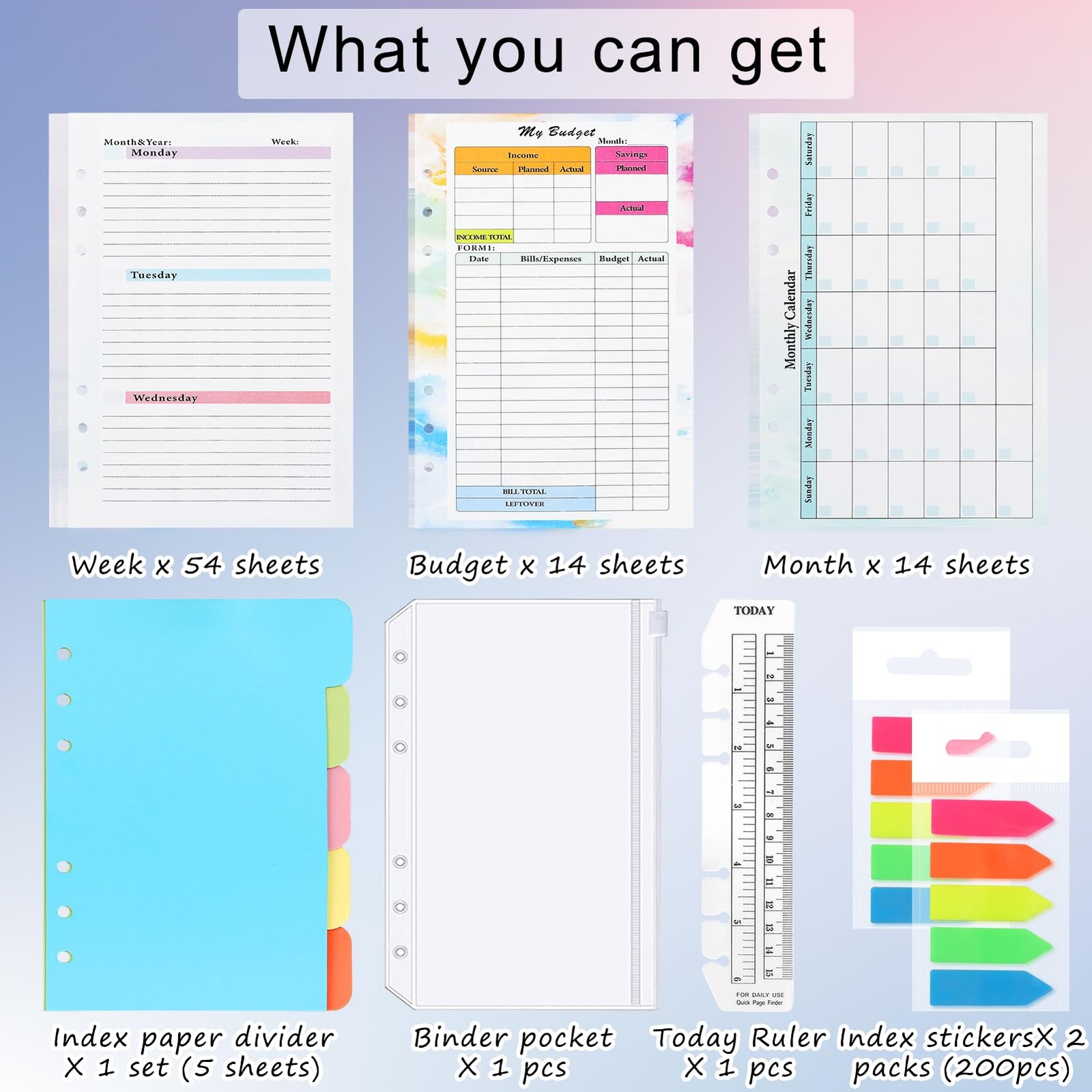 Toplive 7 Pack A5 Planner Inserts Monthly Weekly 7 Pack, Multicolor
