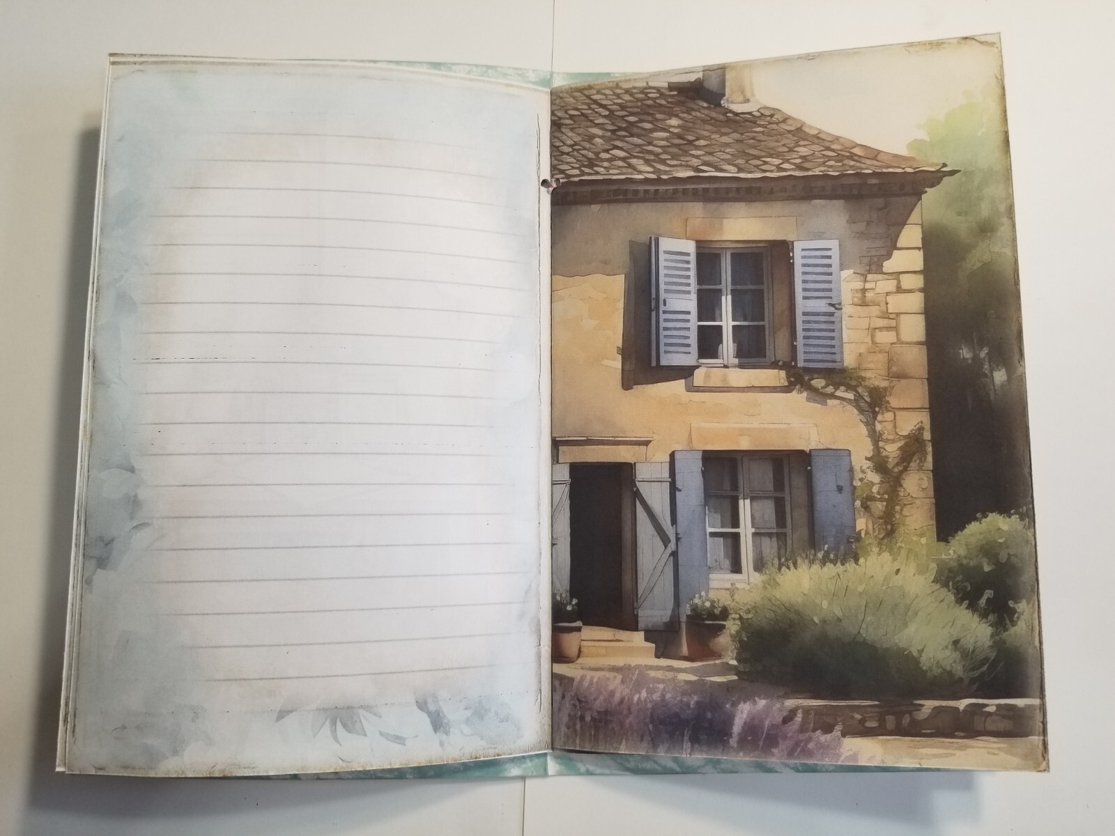 Junk Journal Blank Booklet “ARTIST’S STUDIO” HANDMADE PAINTING LG 8.5″x5.5″ 40pg