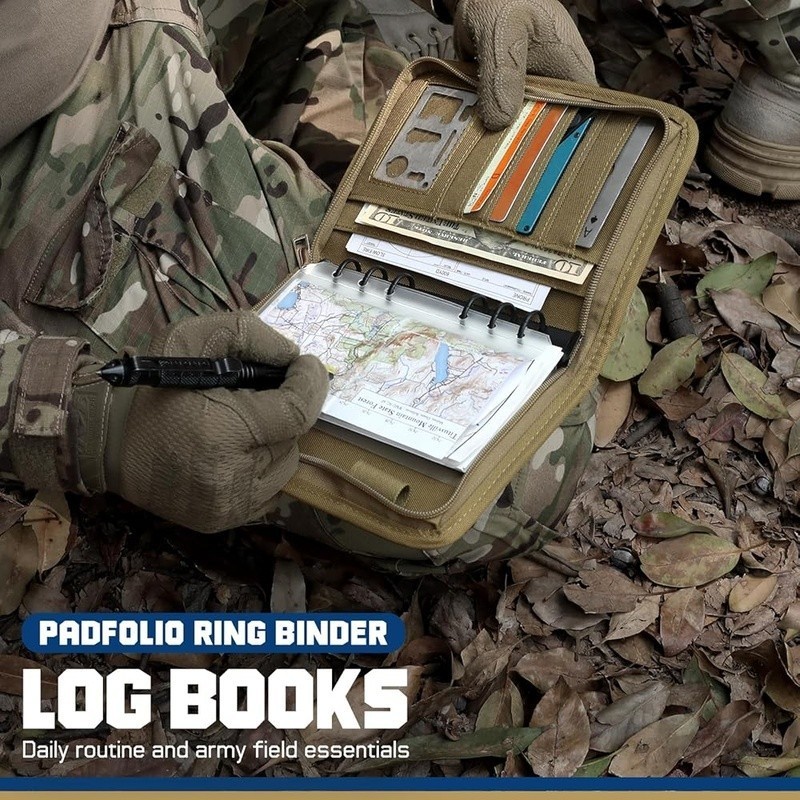 Portable Refillable 6-Ring Binder Tactical Notebook Multi-Pocket Organizer New