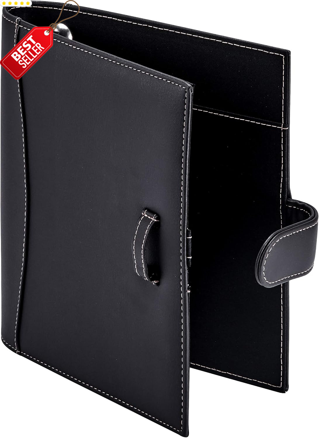 Mini Leather Portfolio Binder 5.5×8.5 Organizer 1in Rings 250 Sheet Black – US