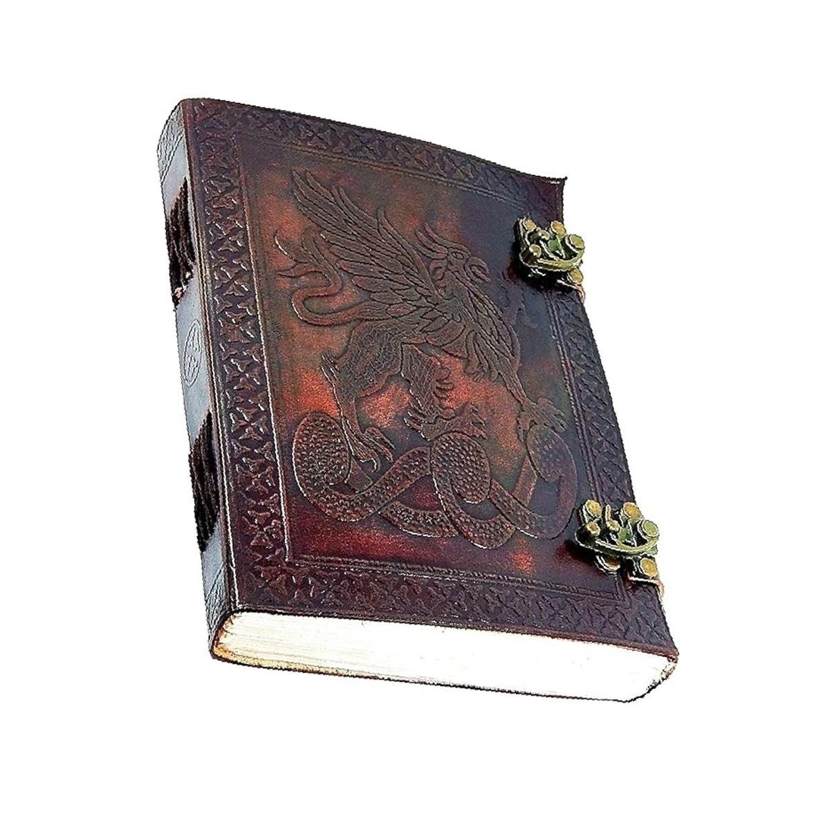 Handmade Leather Notebook 6×8 Double Lock Blank Page Writing Journal-200 Pages