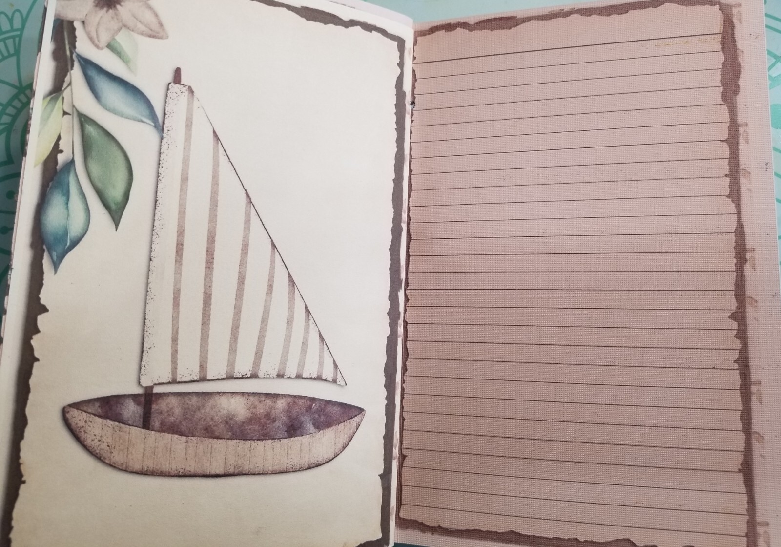 Junk Journal Blank Booklet “BABY BOY” HANDMADE Baby Album, LG 8.5″x5.5″ 40pgs