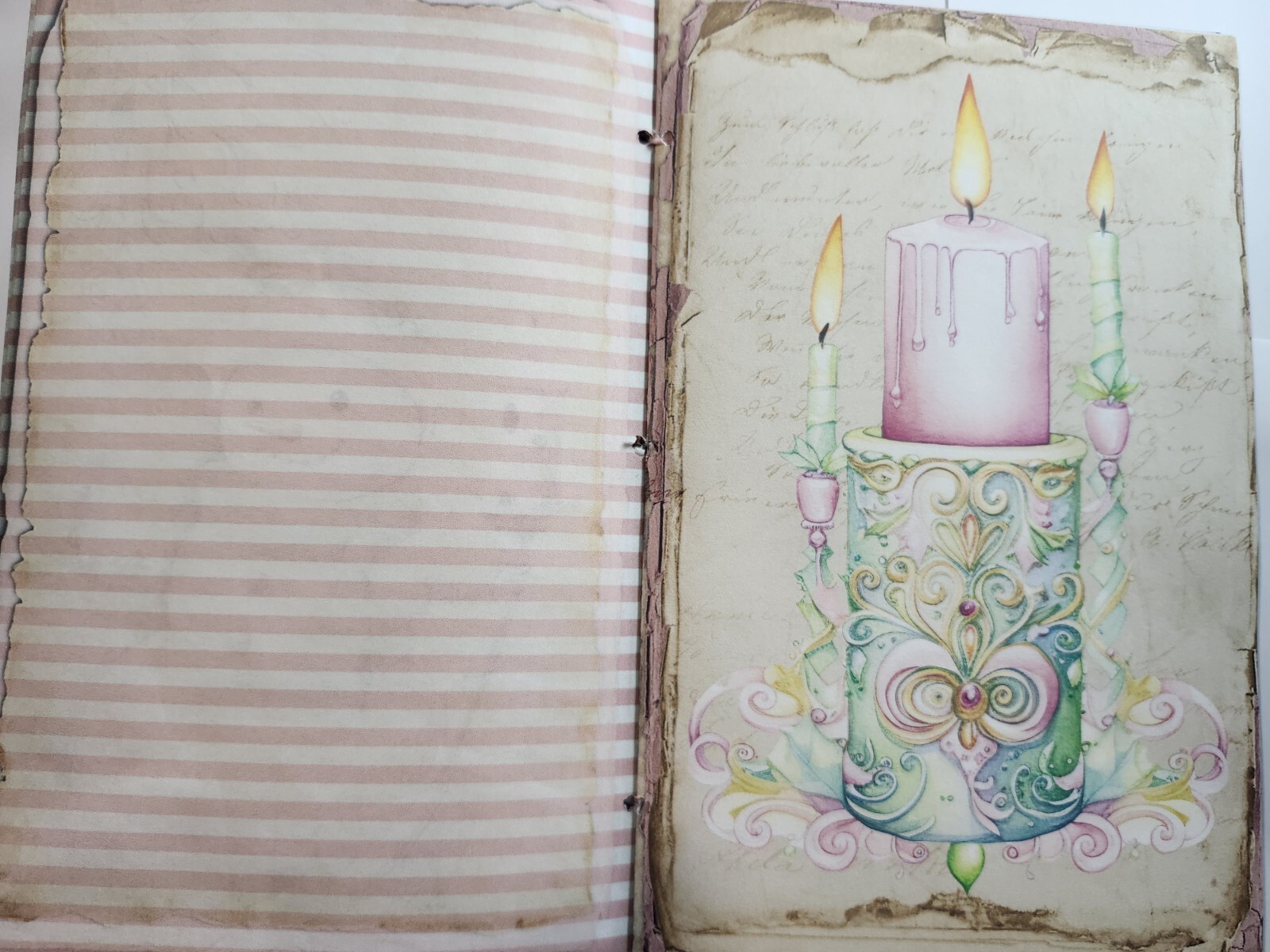 Junk Journal Booklet “PASTEL CHRISTMAS” Christmas Pink Holiday Ephemera, Cards+