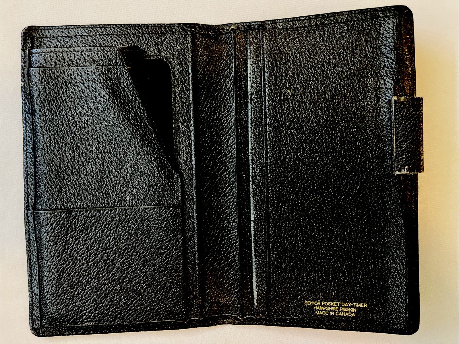 Vtg Pocket Day-Timer Organizer Black Senior Size 7” x 4.6” Pigskin Made In 🇨🇦
