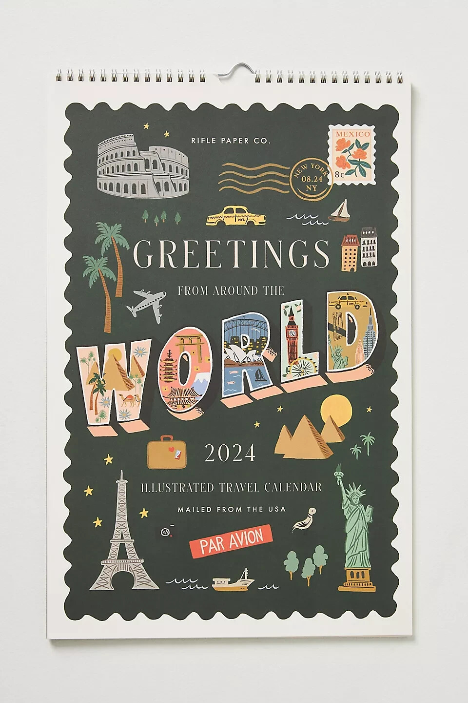 Anthropologie Rifle Paper Co Greetings World Traveler 2024 Calendar 12 Prints NW