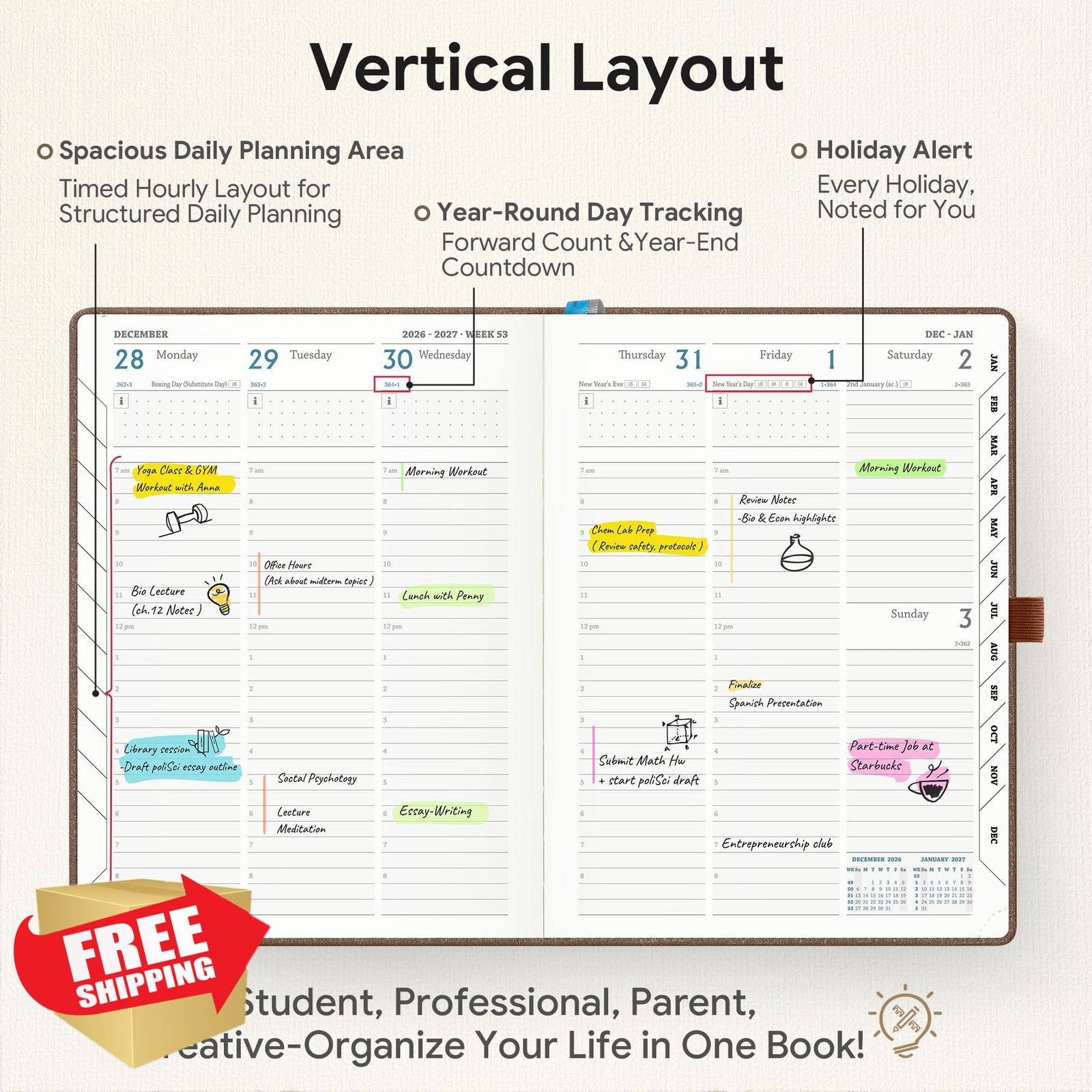 IN-LUXPRO Coffee 18mo Vertical Planner 6.5×8.5