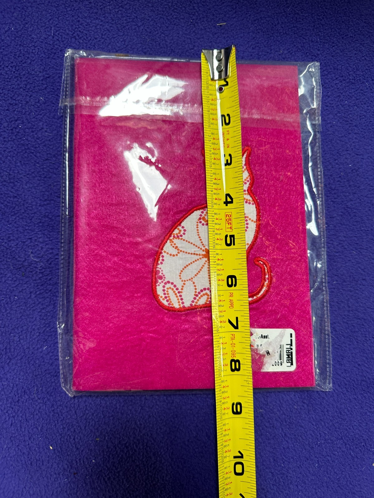 Hot Pink Cat Flower Embroidered Notebook Blank Pages Unlined New in Box Felt