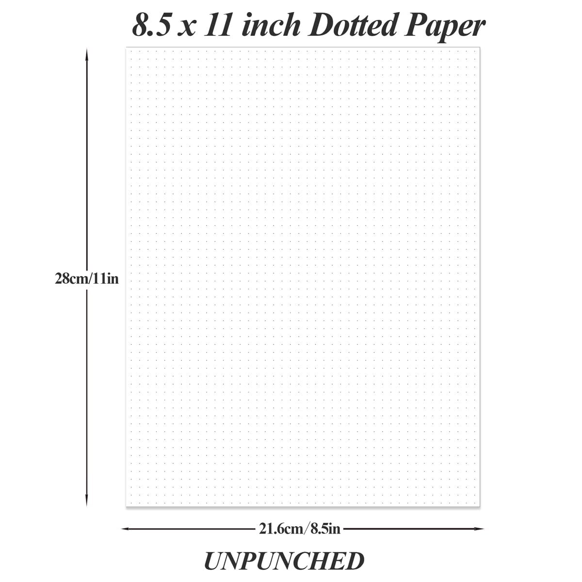 Unpunched Dotted Paper Loose-Leaf 100 Sheets 200 Pages 100gsm 8.5″ x 11″
