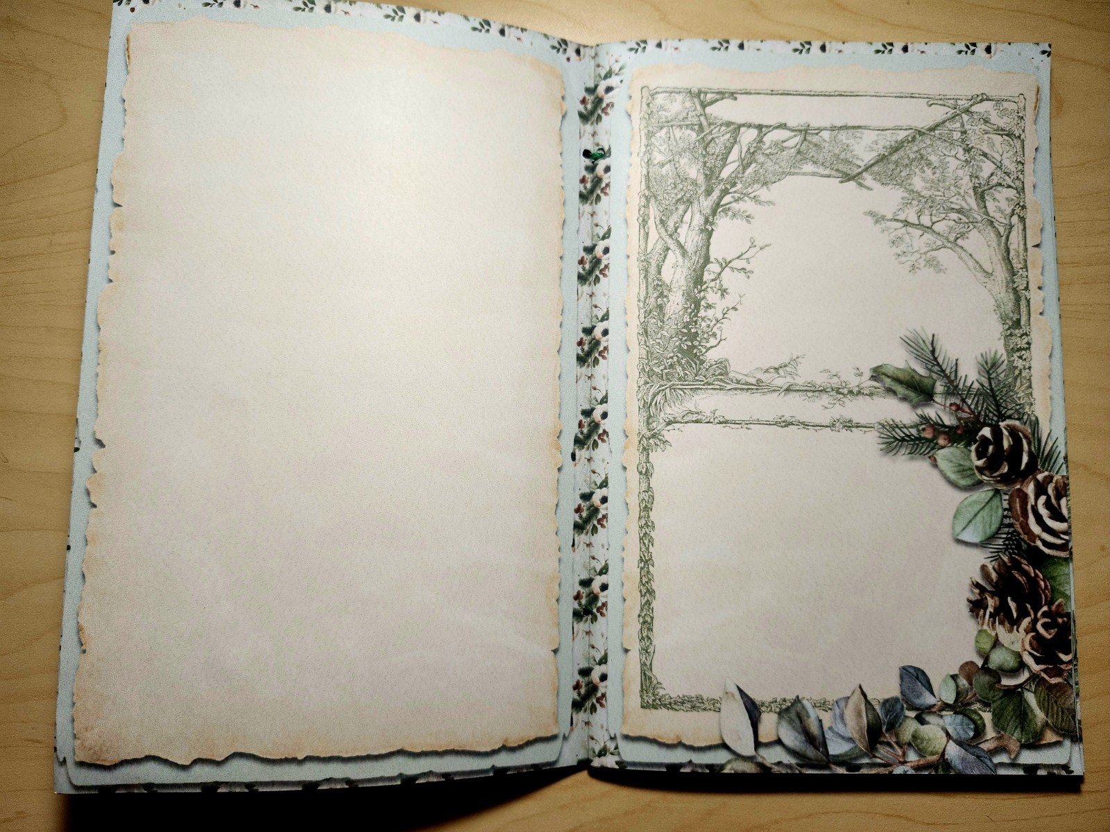 Junk Journal Blank Booklet “WINTER WONDER” Handmade Wildlife Lg 8.5″x5.5″ 40pgs