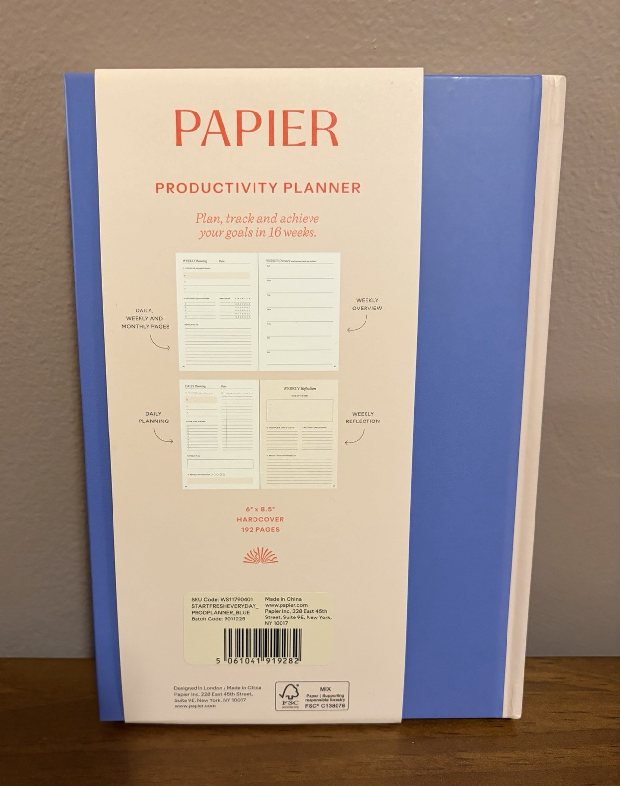 Papier Wonder Productivity Planner 6″ x 8.5″ Oxford Blue NEW