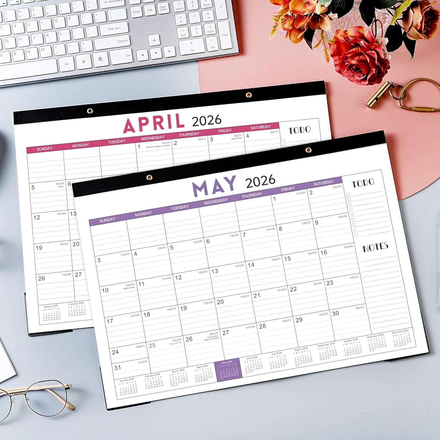 2026 Desk Calendar, 17″ x 12″ Calendar 2026, JAN x 12″, Colorful