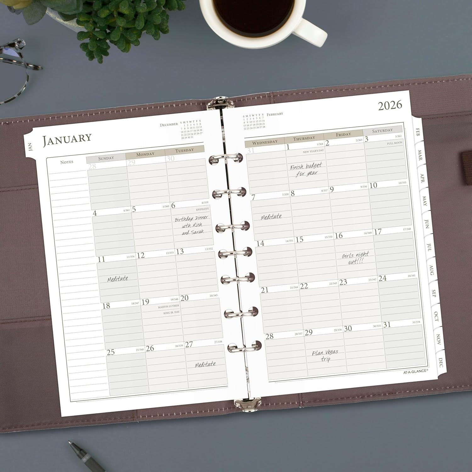 2026 Monthly Planner Refill, 5-1/2″ X 8-1/2″, Desk Size 4, Loose-Leaf, Ruled Blo