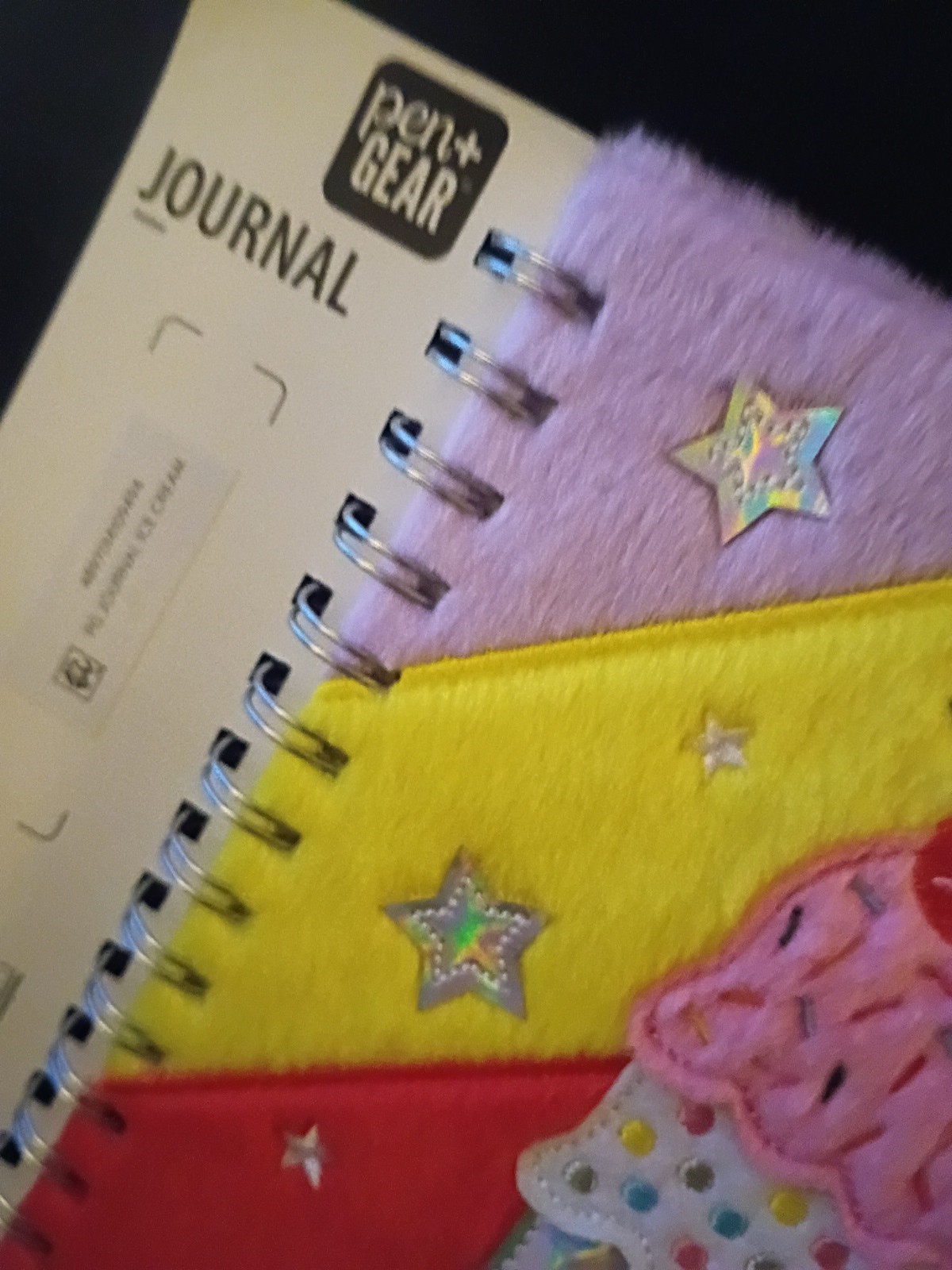 Pen+Gear Light up Journal Notebook Ice Ceam Cone Design with Furry Cover