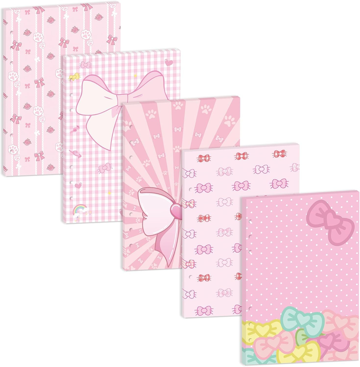 100 Sheets Pink Bow A5 Planner Inserts – 120GSM Thick Bowknot Refill Papers for