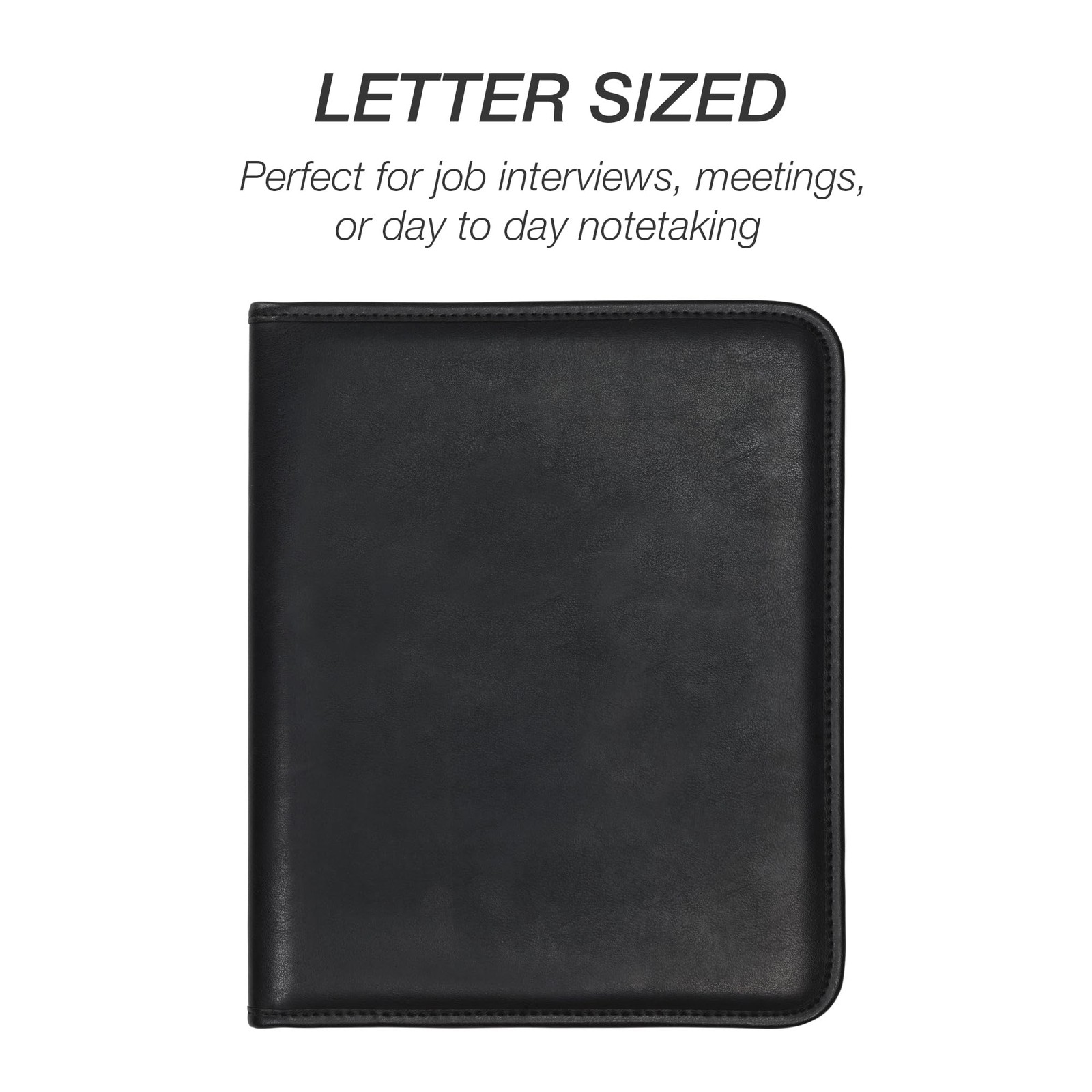 Samsill Professional Padfolio – Faux Leather Letter – 8.5 x 11 inches, Black