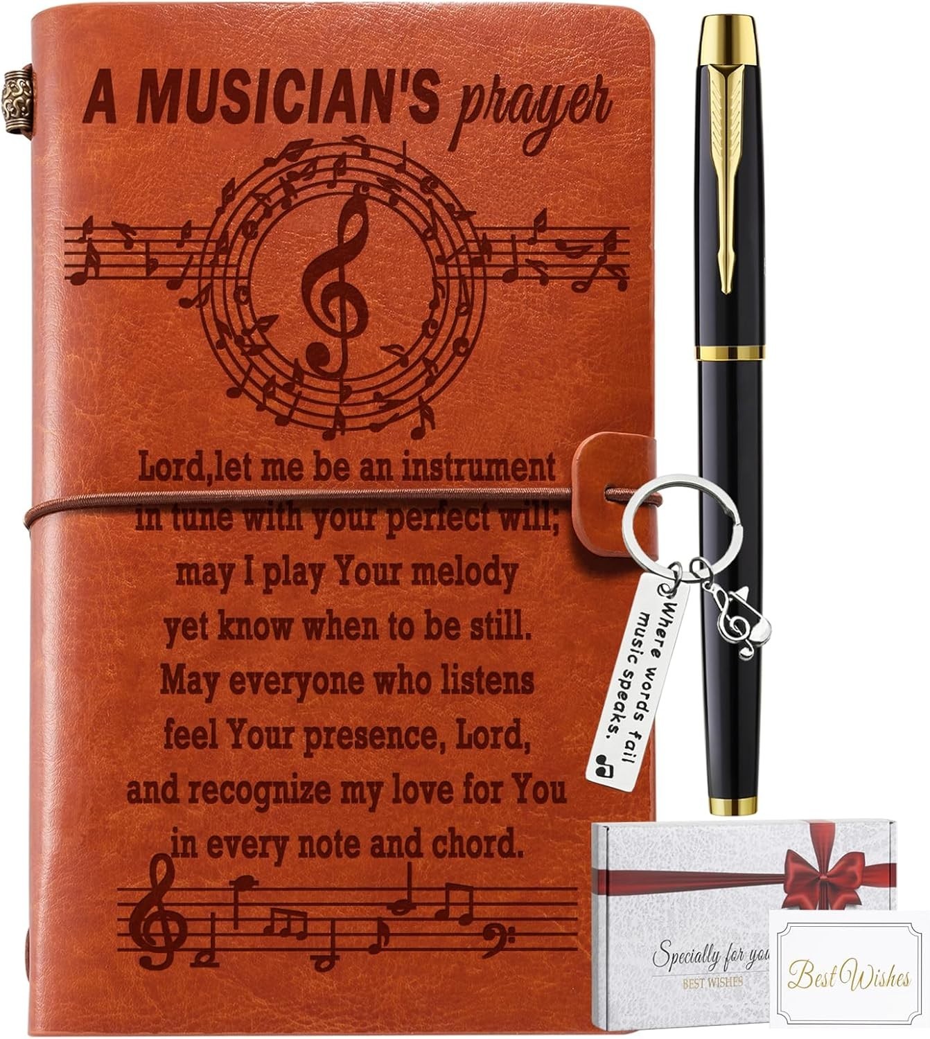 Music Gifts Men Women Music Lovers gifts Musician Prayer Leather Journal Note…