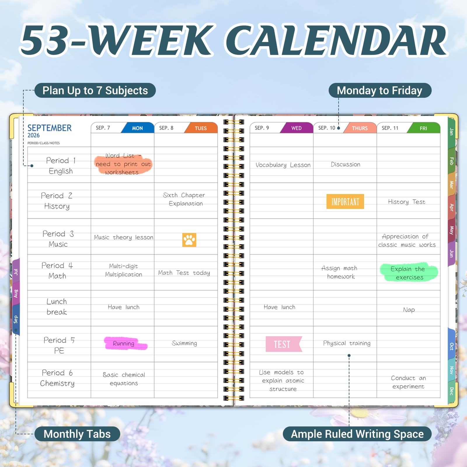 Teacher Planner 2026-2027 Academic Year, Jul.2026 – 2026-2027, Multicolor