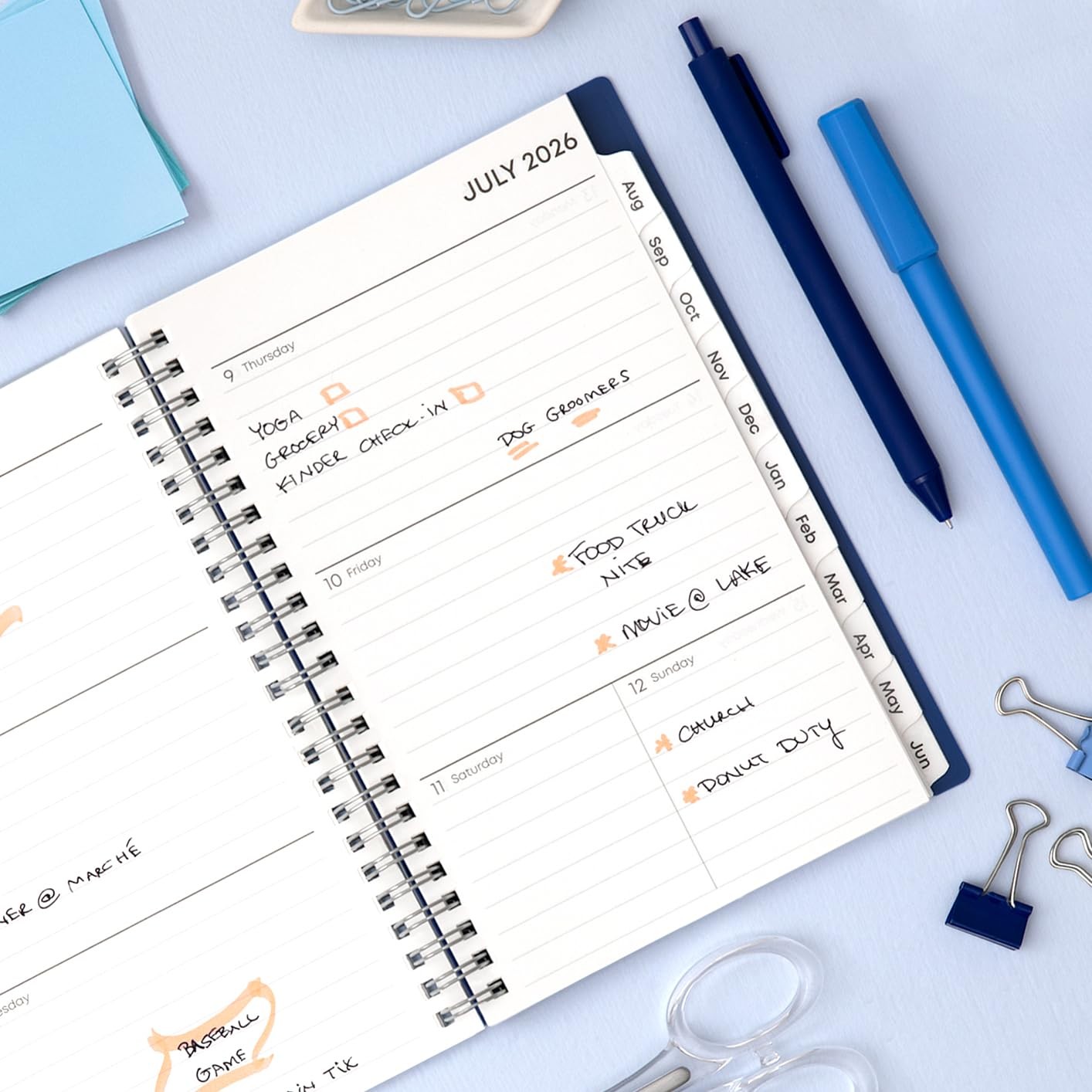 Weekly and Monthly 2026-2027 Academic Year Planner Calendar Blue Sky 5×8