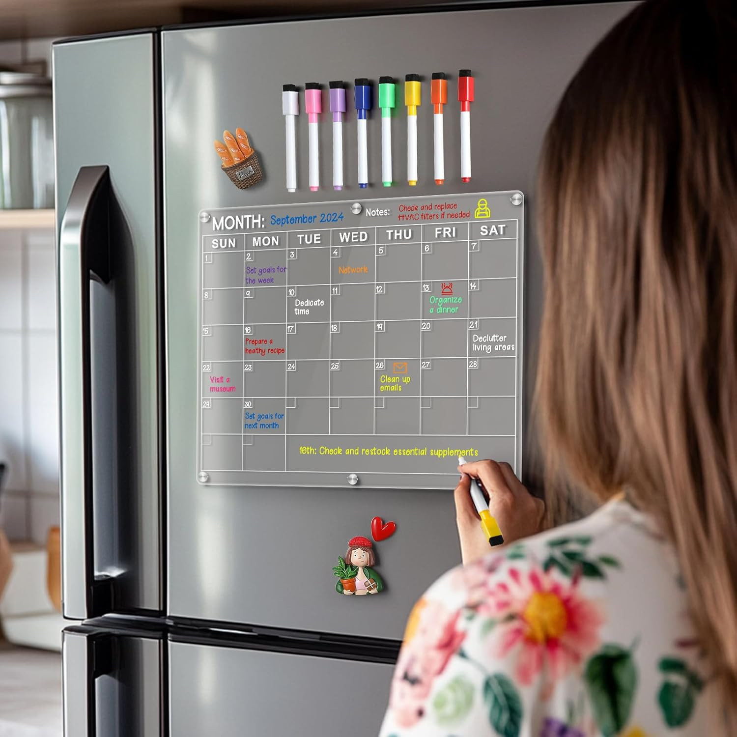 Magnetic Acrylic Fridge Calendar Dry Erase Monthly Planner 14.5×11.5