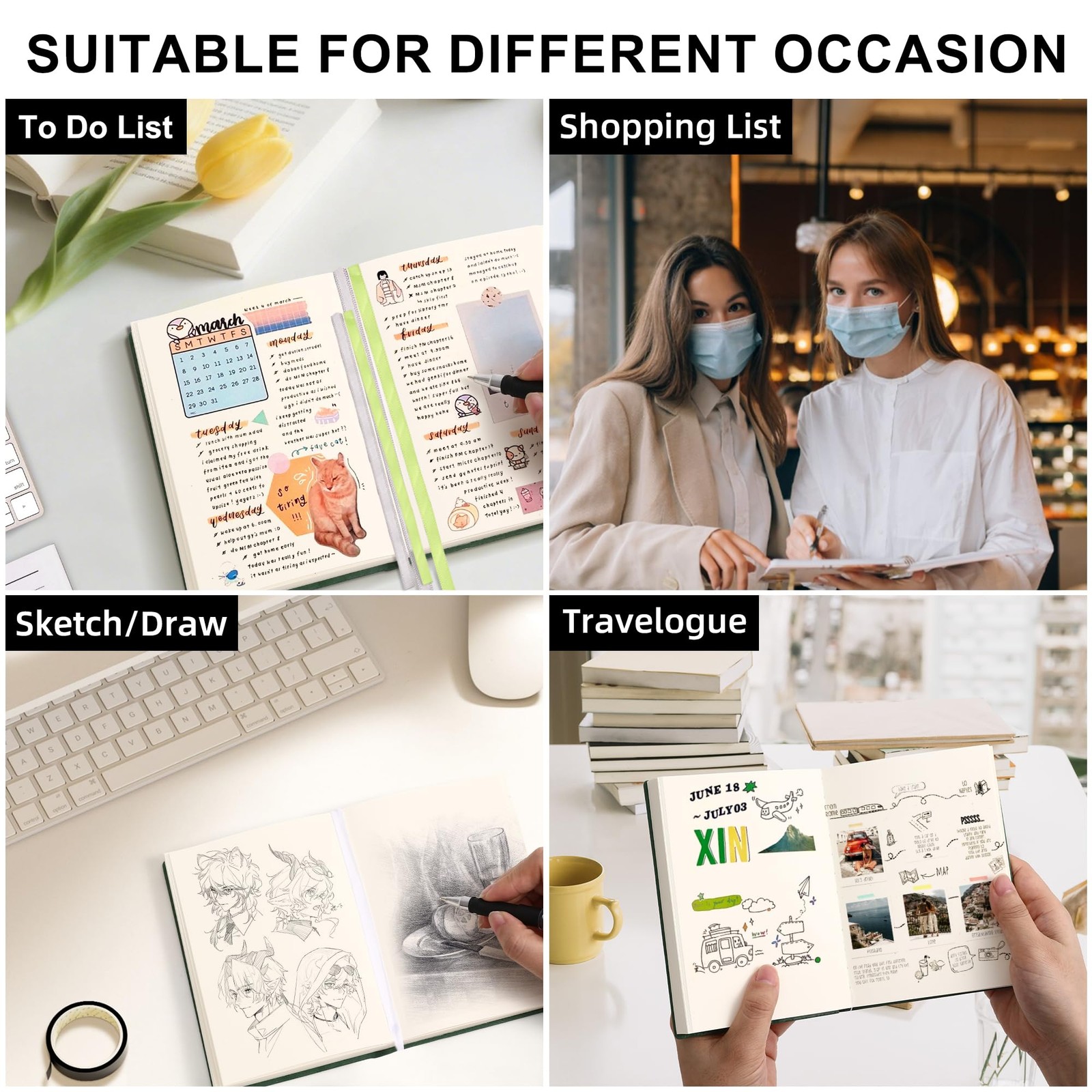 Thick Blank Journal Notebook 720 Pages 3.9 × 5.5 No Lines Soft Leather Pocket Bl