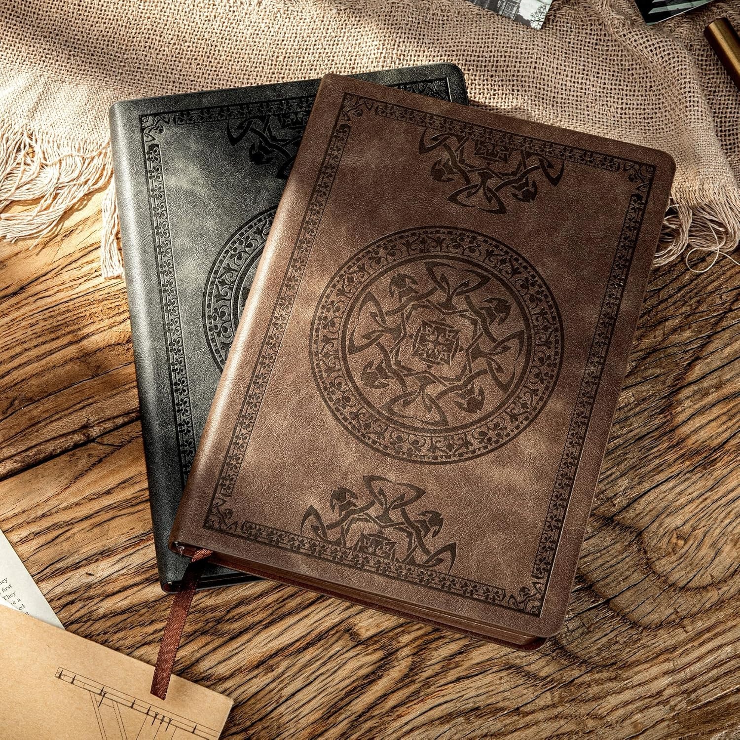 Luxury Vintage Leather Journal 2 Pack – Soft Cover Travel Diary, 5.7″ x 8.3″