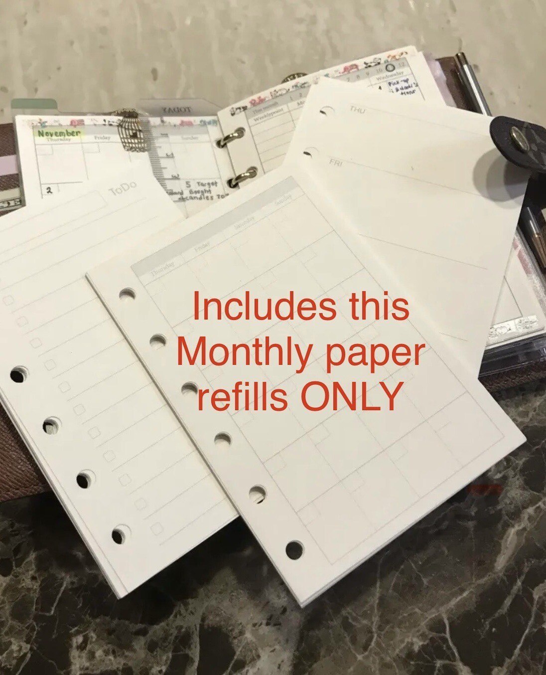 PM Size Agenda-Inserts-Monthly worth 3 years Fits For PM Size Agenda