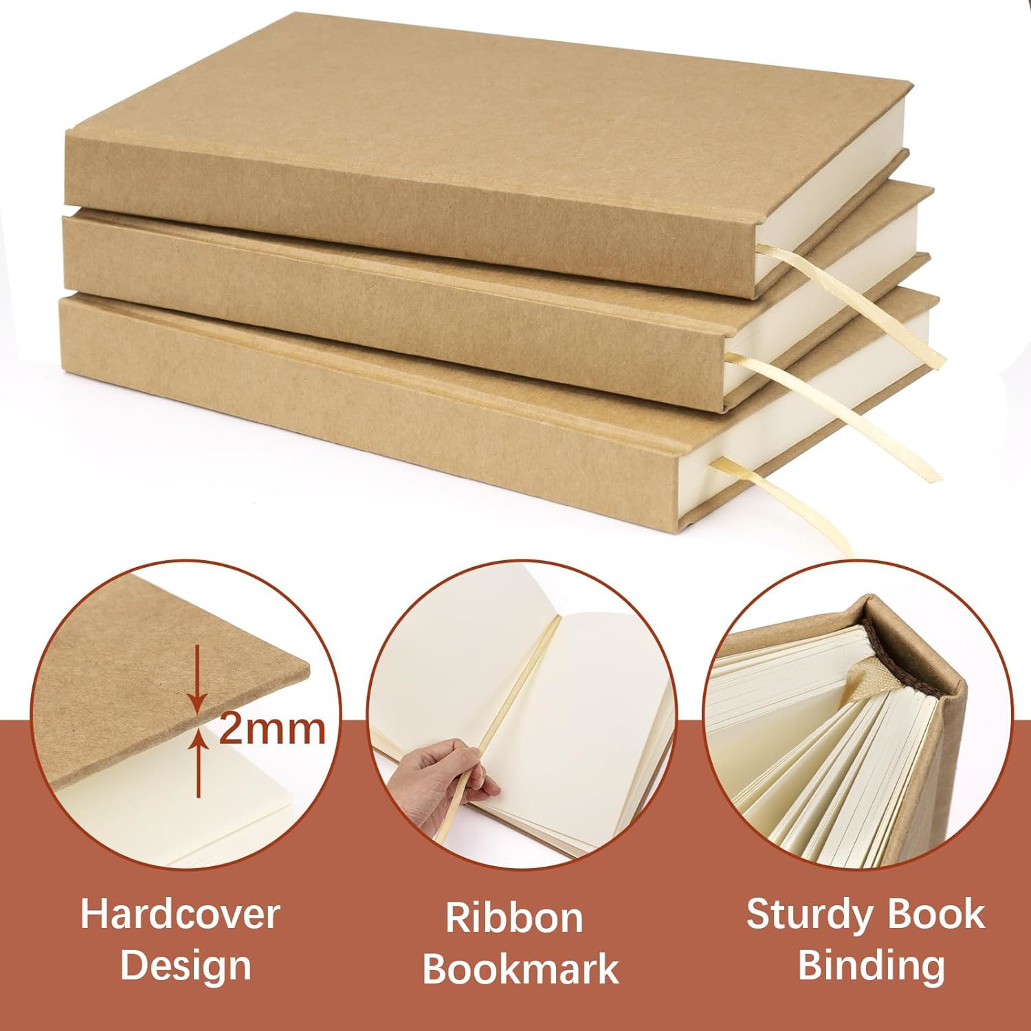 6 Pack Blank Sketchbooks A5 Unlined 120 Sheets 240 Pages Art Supplies Journal
