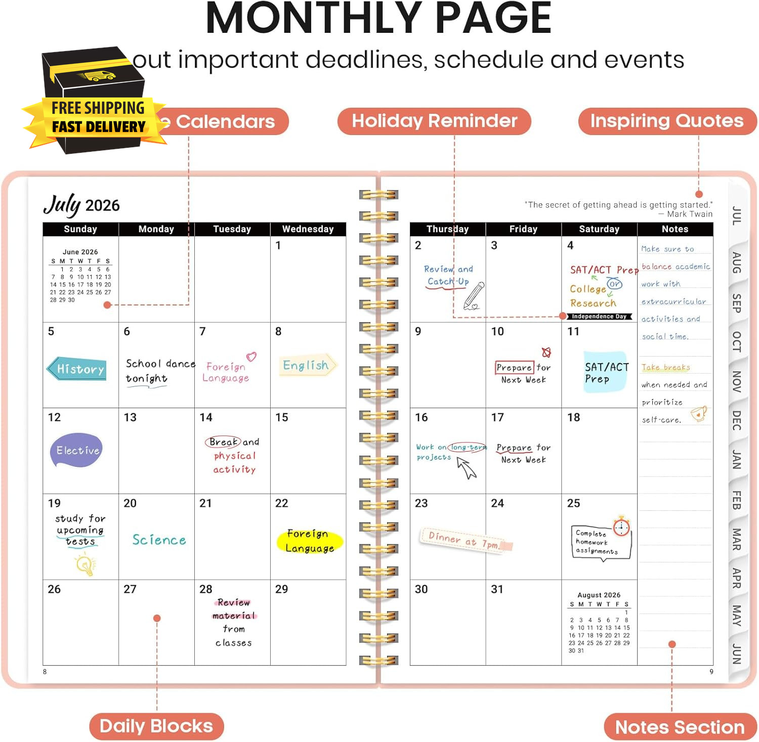 Planner 2026-2027 for Women & Men, Academic Monthly and Weekly Calendar Planner,