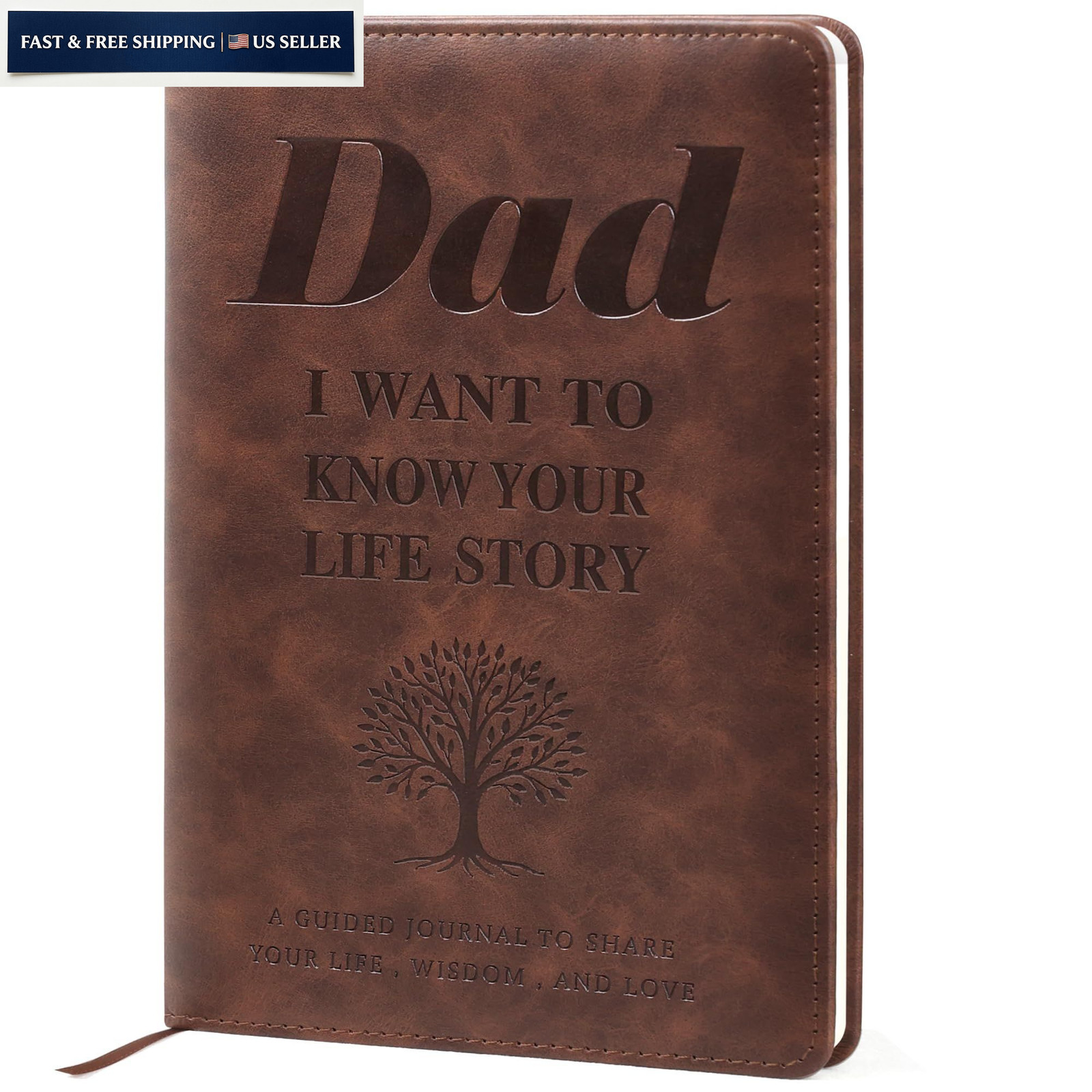 YDCUV Dad I Want to Know Your Life Story Leather Journal – A Guided Brown