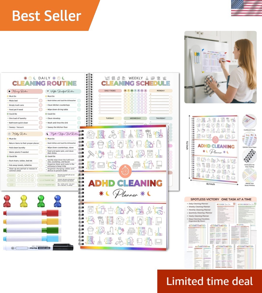 Adhd Cleaning Planner – Reusable Adhd Cleaning and Organizing Planners Adhd C…