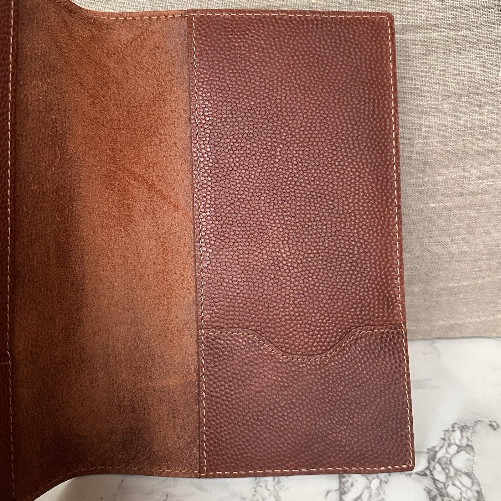 Shinola Brown Pebbled Leather Notebook Journal Cover 5.75×8.75″ Monogram TMM