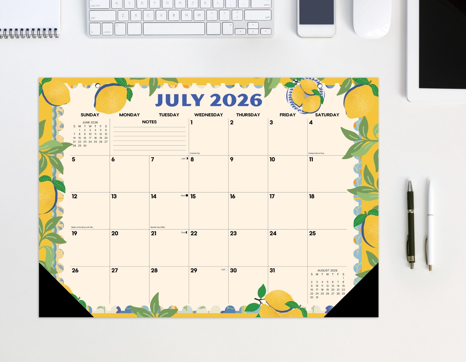 Mediterranean Moments AY July 2026 – June 2027 17″ x 12″ Small Monthly Deskpad