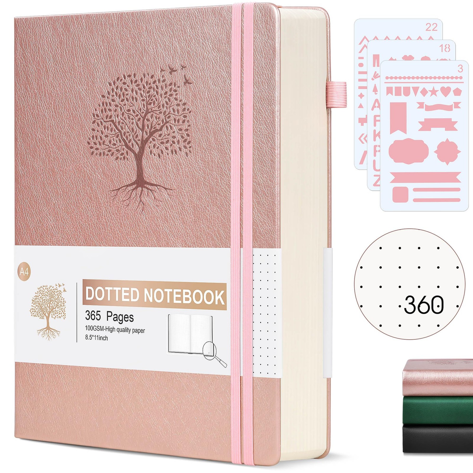 Ansopu Dotted Journal Notebook, 360 Numbered Pages Dot Grid Notebooks 8.5 x 11,