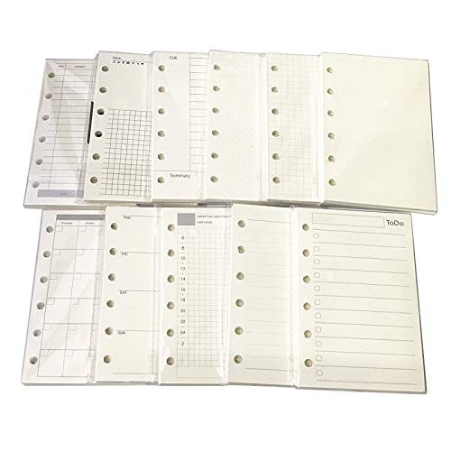 A7 Planner Inserts for 11 Packs, Agenda Refill, 100 gsm A7, Full Set