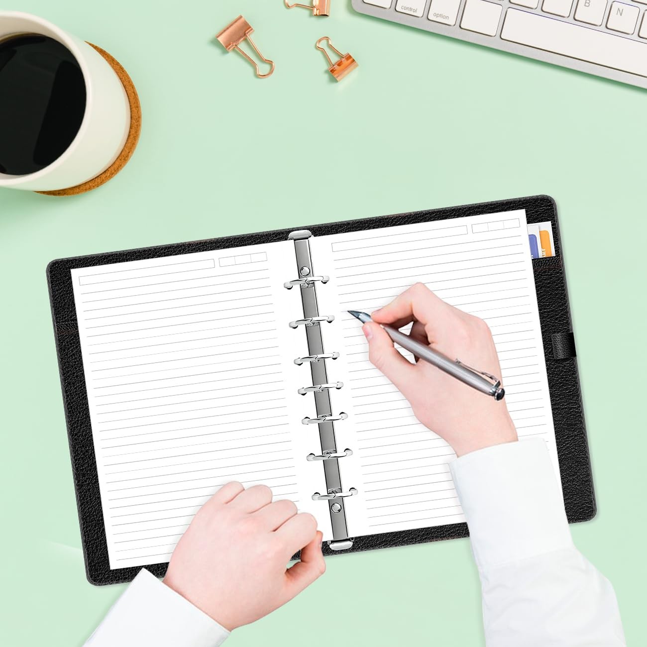 7-Hole Lined Paper Refills for Mini Binder – 100 5.8″ x 8.5″ – 7-Hole, White