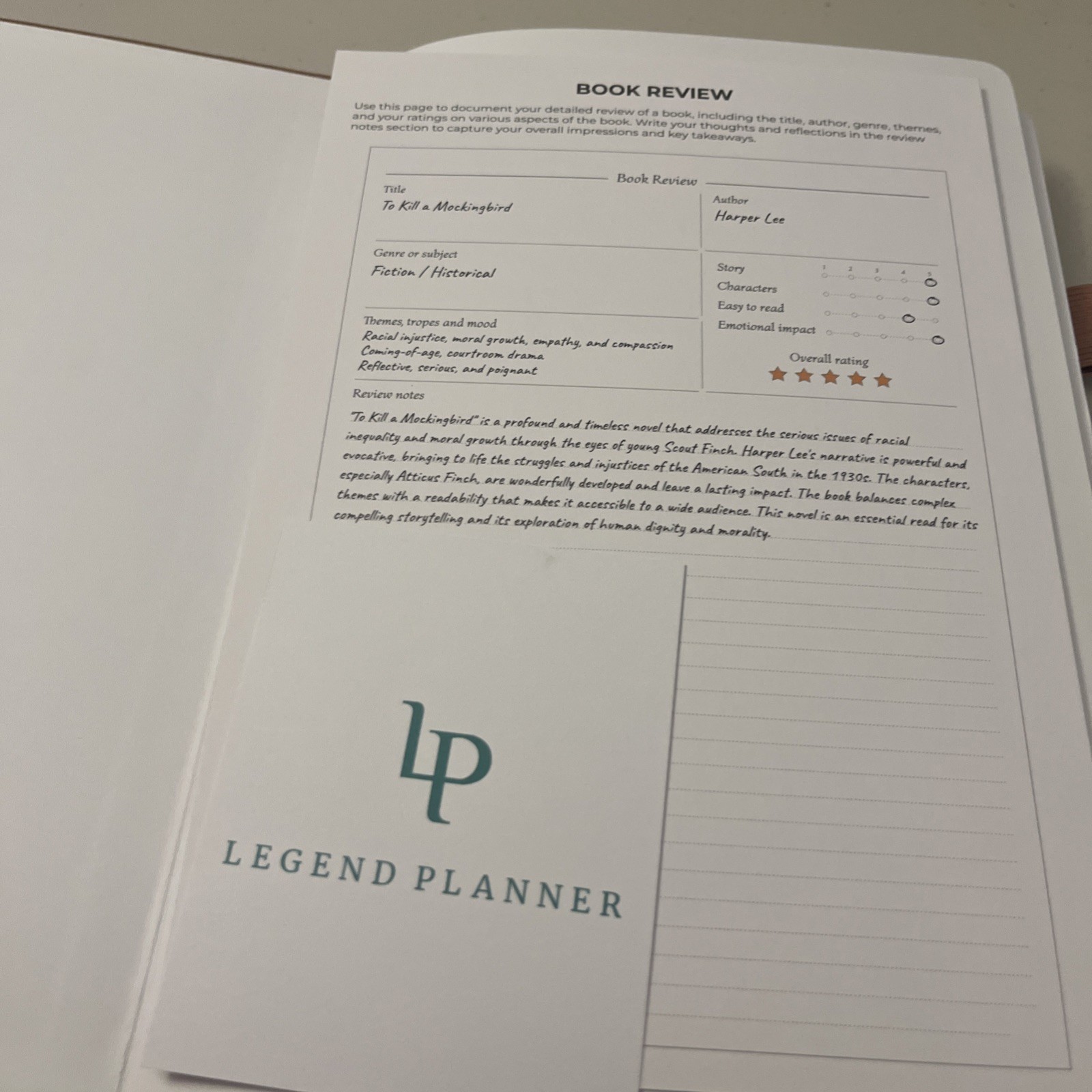 Legend Planner Reading Journal Rose Gold, NEW Book Review