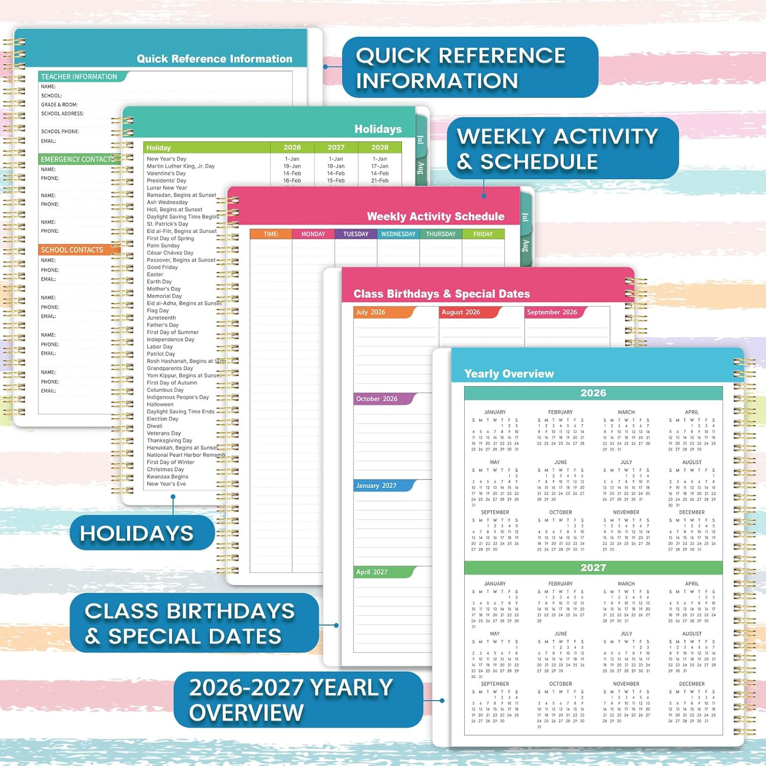 2026-2027 Teacher Planner – July 2026 – June 2027, Lesson Planner 2026-2027, 8.5