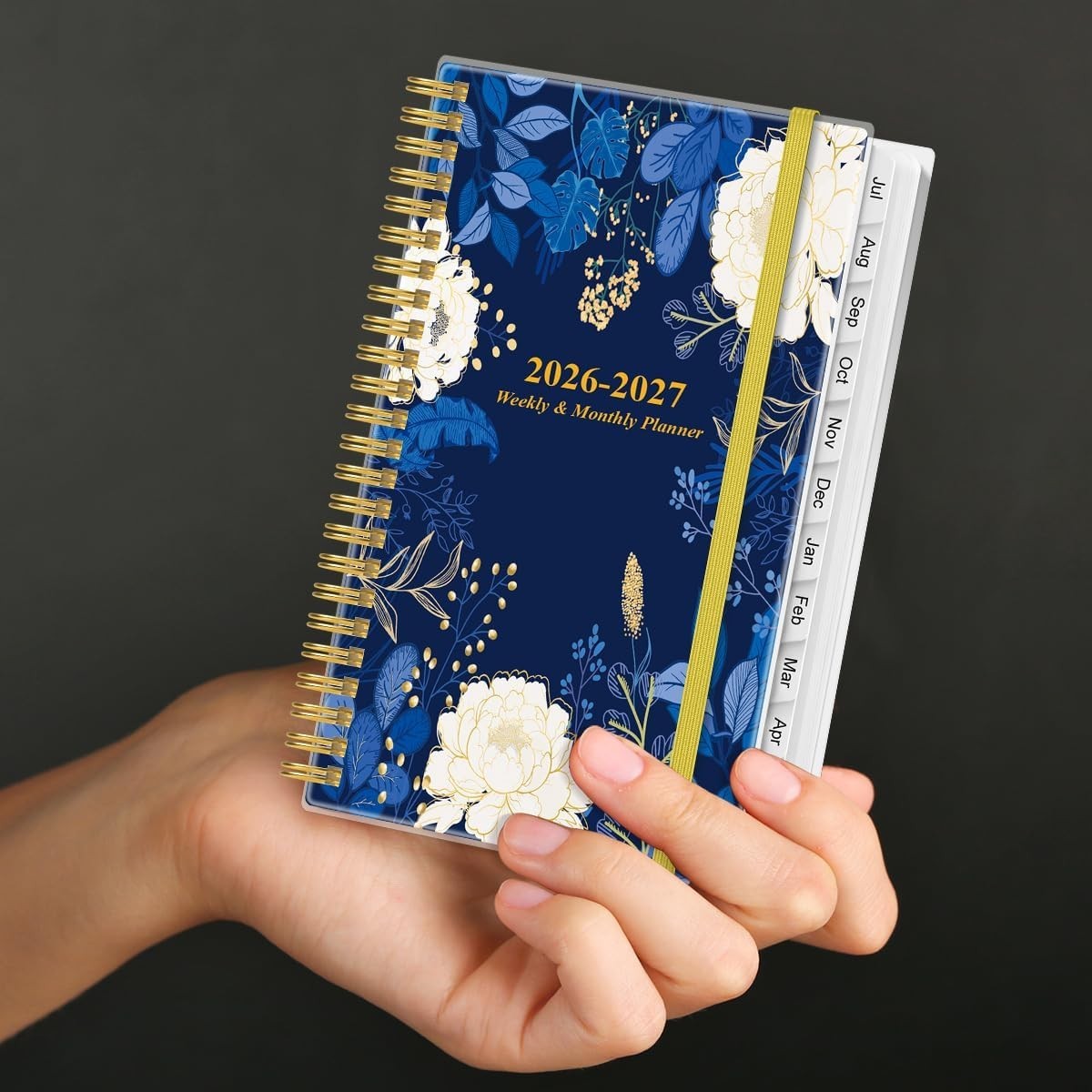 Compact Blue Leaf Pocket Calendar 2026-2027: Stylish Organizer with Inner Pocket