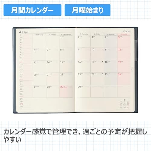 NOLTY Planner 2026 B6 Weekly Ecrit B6 Memo (Navy)
