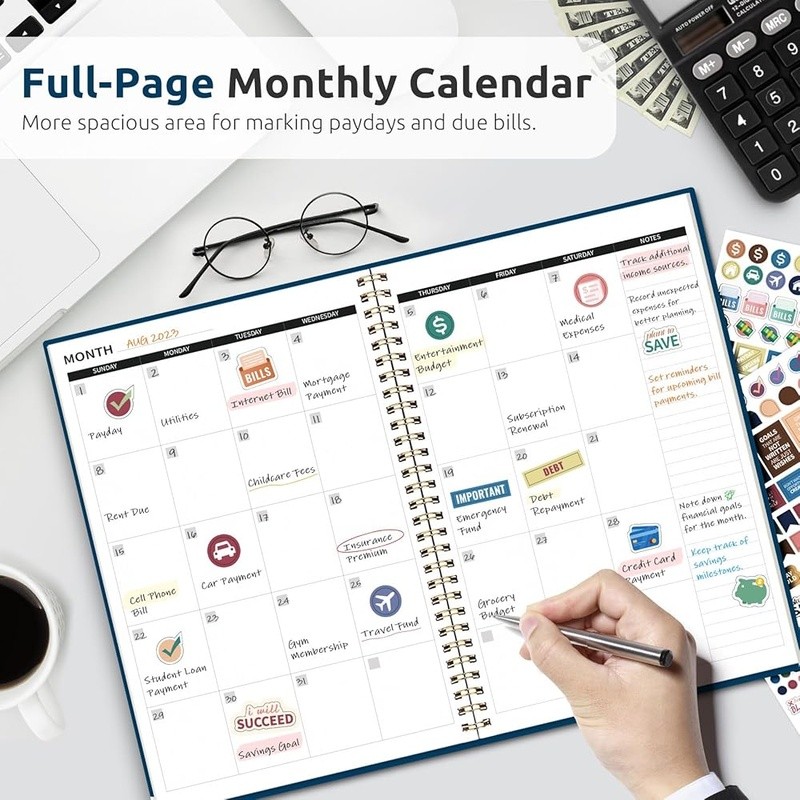 Budget Planner 2025 2026 Financial Organizer W/ Full Calendar Guidebook Stickers
